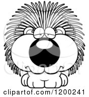 Cartoon Of A Black And White Depressed Porcupine Porcupet Royalty Free Vector Clipart
