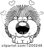 Cartoon Of A Black And White Cute Loving Porcupine With Hearts Royalty Free Vector Clipart