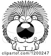 Cartoon Of A Black And White Mad Porcupine Porcupet Royalty Free Vector Clipart