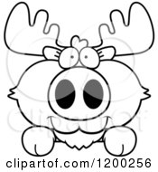 Poster, Art Print Of Black And White Cute Moose Calf Over A Surface Or Sign