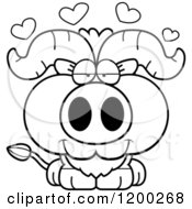Cartoon Of A Black And White Cute Loving Ox Calf Royalty Free Vector Clipart