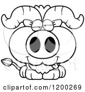 Cartoon Of A Black And White Drunk Ox Calf Royalty Free Vector Clipart