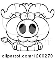 Cartoon Of A Black And White Cute Happy Ox Calf Royalty Free Vector Clipart