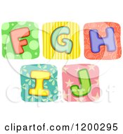 Cartoon Of Colorful Quilt Letters F Through J Royalty Free Vector Clipart