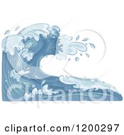 Poster, Art Print Of Background Of Blue Water And Splashing Waves 4