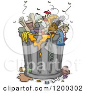 Poster, Art Print Of Fly Infested Overflowing Trash Can