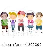 Poster, Art Print Of Group Of Diverse Bully Children With Mean Expressions