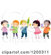 Poster, Art Print Of Group Of Happy Diverse Children With Bird Pets