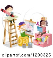 Poster, Art Print Of Arts And Crafts Children By A Ladder