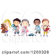 Poster, Art Print Of Group Of Happy Diverse Children Playing With Toys