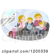 Poster, Art Print Of Happy Caucasian Family Waiting In An Airport