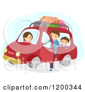 Poster, Art Print Of Happy Family Ready For A Car Road Trip