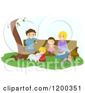 Poster, Art Print Of Happy Family Relaxing At A Park Bench