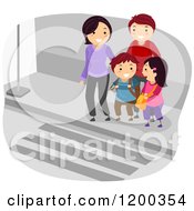 Happy Family At A Crosswalk