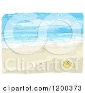 Poster, Art Print Of Painting Of Flip Flops On A Beach