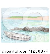 Poster, Art Print Of Painting Of A Boat Near A Beach