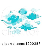 Cartoon Of A Background Of Sparkly Blue Clouds Royalty Free Vector Clipart by BNP Design Studio