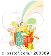 Poster, Art Print Of Patterned Shopping Bags Splashes And A Rainbow