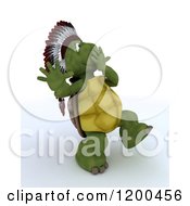 Clipart Of A 3d Pow Wow Tortoise Wearing A Native American Headdress Royalty Free CGI Illustration