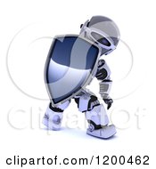 Poster, Art Print Of 3d Protective Robot Holding A Shield