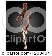 Clipart Of A 3d Running Xray Man With Visible Leg Bones On Black Royalty Free CGI Illustration