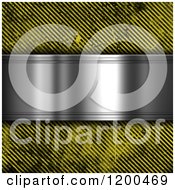 3d Silver Plaque Over Grungy Diagonal Hazard Stripes