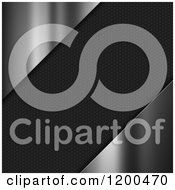 Clipart Of 3d Diagonal Black Hexagon Patterned Mesh And Silver Corners Royalty Free CGI Illustration
