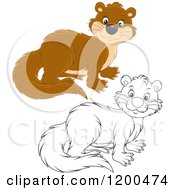 Cartoon Of A Cute Brown And Black And White Otter Royalty Free Vector Clipart by Alex Bannykh