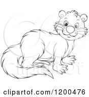 Cartoon Of A Cute Black And White Outlined Otter Royalty Free Vector Clipart