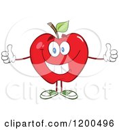 Poster, Art Print Of Pleased Red Apple With Two Thumbs Up