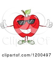 Poster, Art Print Of Pleased Red Apple Wearing Sunglasses And Holding Two Thumbs Up