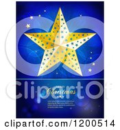 Poster, Art Print Of Golden Christmas Star Over Flares With Sample Text On Blue