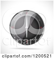 Clipart Of A 3d Black Compass With A Glass Cover On Shaded White Royalty Free Vector Illustration by elaineitalia