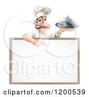 Poster, Art Print Of Male Chef Holding A Platter And Pointing Down At A White Board