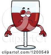 Cartoon Of A Sick Red Wine Glass Character Royalty Free Vector Clipart