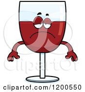 Cartoon Of A Depressed Red Wine Glass Character Royalty Free Vector Clipart