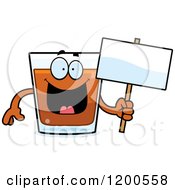 Happy Shot Glass Mascot Holding A Sign