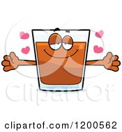 Loving Shot Glass Mascot With Hearts And Open Arms