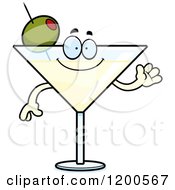 Cartoon Of A Friendly Waving Martini Mascot Royalty Free Vector Clipart