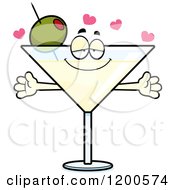 Poster, Art Print Of Loving Martini Mascot With Open Arms And Hearts