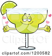 Cartoon Of A Loving Margarita Mascot With Open Arms And Hearts Royalty Free Vector Clipart by Cory Thoman