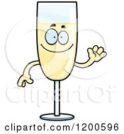 Cartoon Of A Friendly Waving Champagne Mascot Royalty Free Vector Clipart