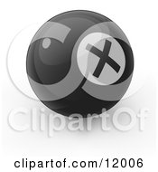 Poster, Art Print Of Black Billiards Pool Ball With An X Instead Of An 8 On It
