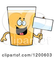 Cartoon Of A Happy Beer Mascot Holding A Sign Royalty Free Vector Clipart