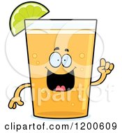 Cartoon Of A Happy Beer Mascot With An Idea And Lime Wedge Royalty Free Vector Clipart