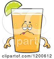 Cartoon Of A Sick Or Drunk Beer Mascot With A Lime Wedge Royalty Free Vector Clipart
