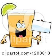 Poster, Art Print Of Happy Beer Mascot With A Lime Wedge Holding A Sign