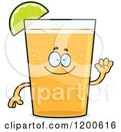 Poster, Art Print Of Friendly Waving Beer Mascot With A Lime Wedge