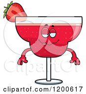 Cartoon Of A Sick Or Drunk Strawberry Daiquiri Mascot Royalty Free Vector Clipart