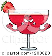Cartoon Of A Mad Strawberry Daiquiri Mascot Royalty Free Vector Clipart